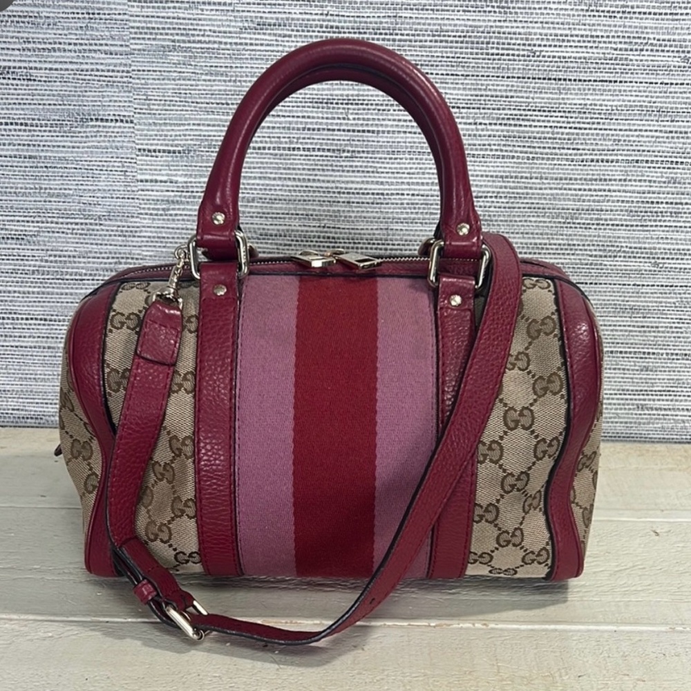 Gucci Web Boston Bag GG Canvas Small